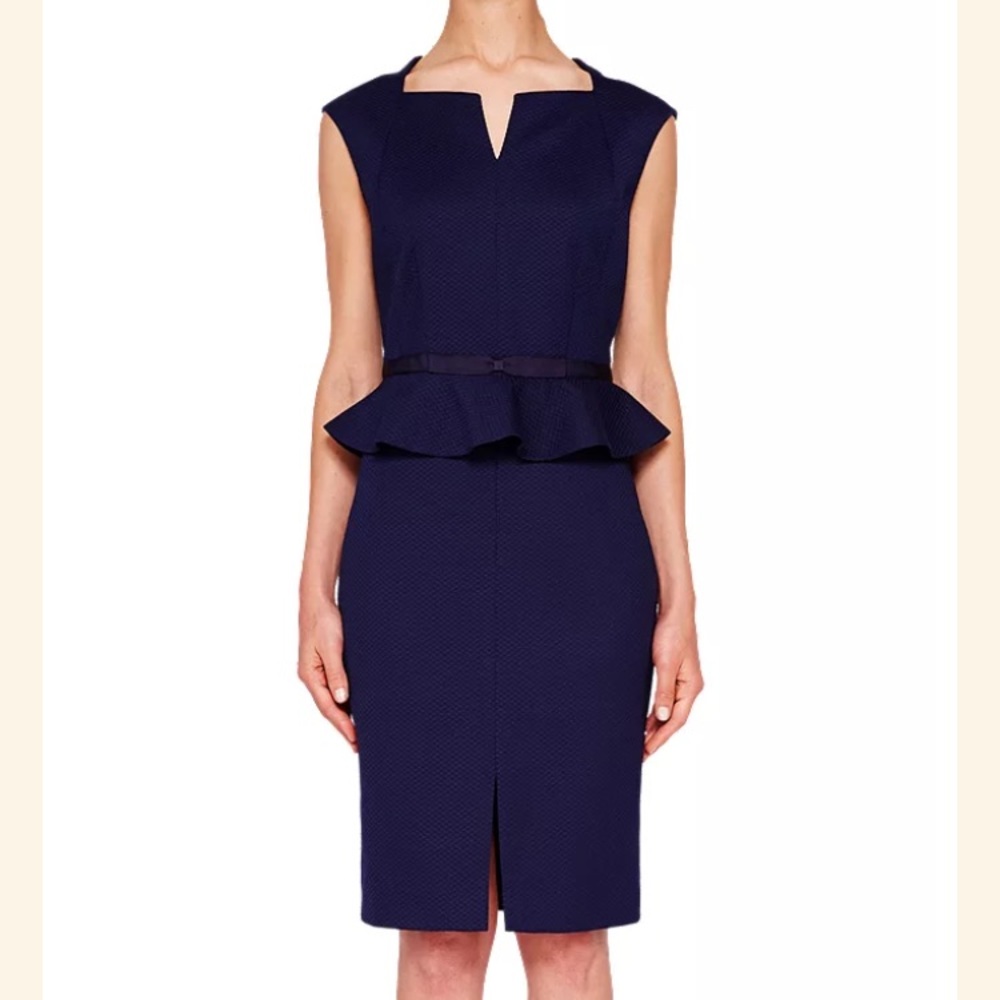 Ted Baker Navy Midi Dress UK Size 1 Fits bigger like UK2/US4